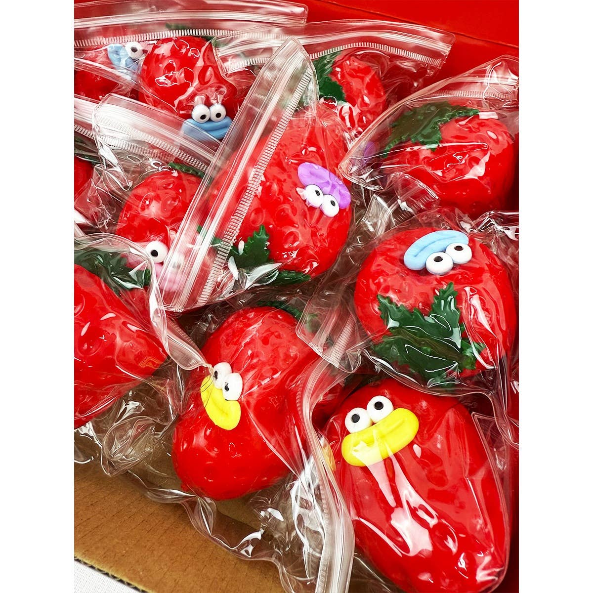 Strawberry Squeeze Toy with Face