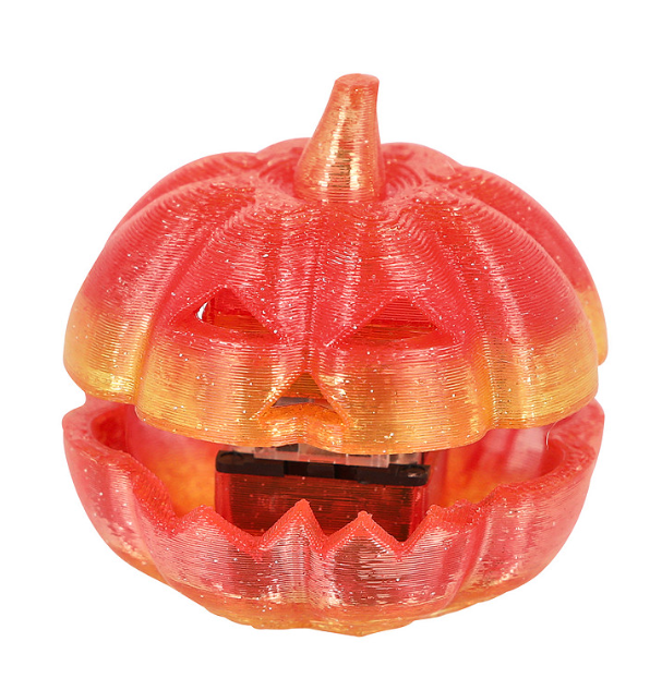 1 1/2" 3D-Printed Bright Orange Pumpkin Clicker Fidget