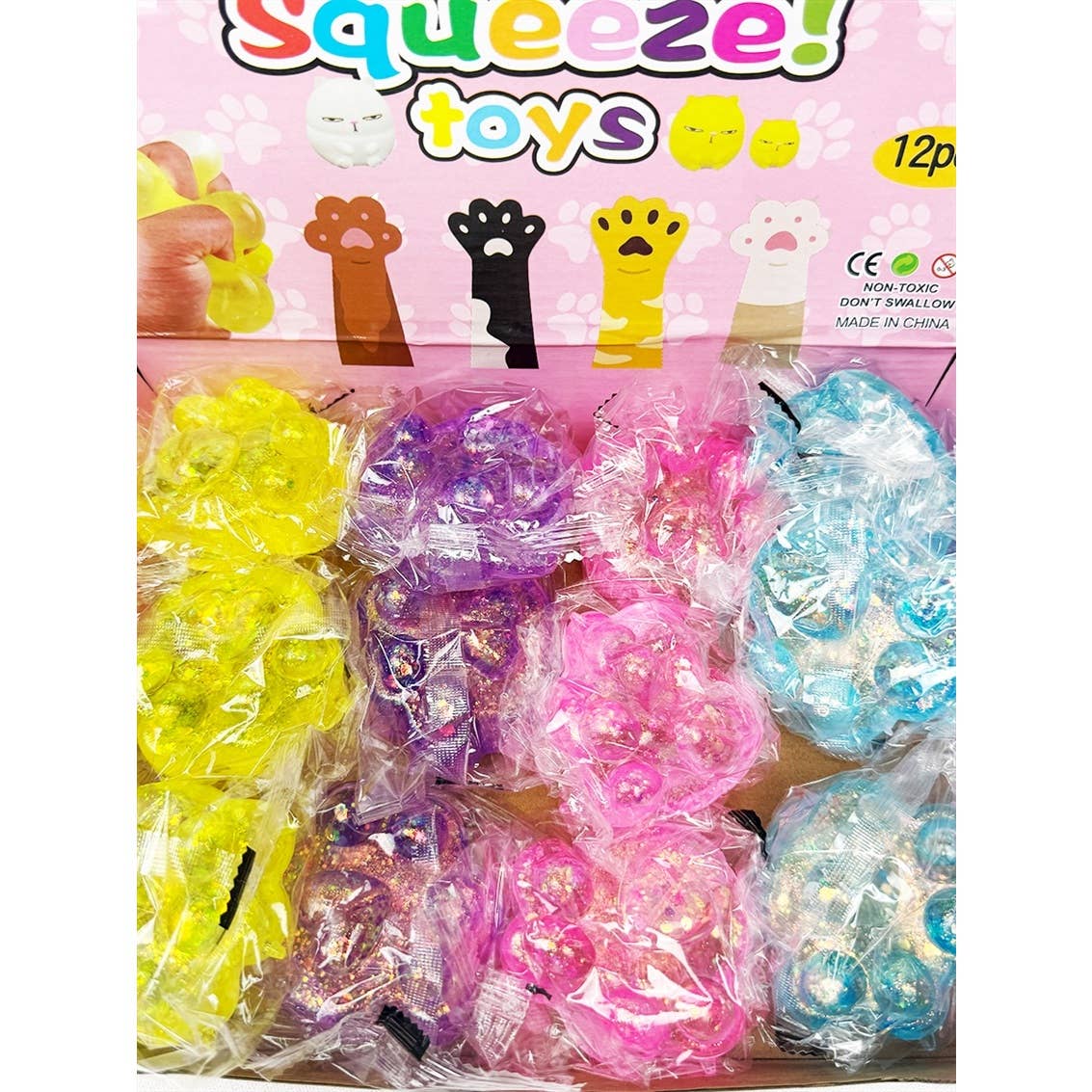 Large Sugary Glittered Paw Squishy Toy: MIX COLOR / ONE(12)