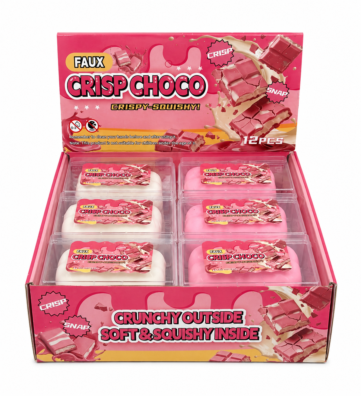 Faux Crisp Choco Squishy – Pink &amp; White Assorted MSCC2