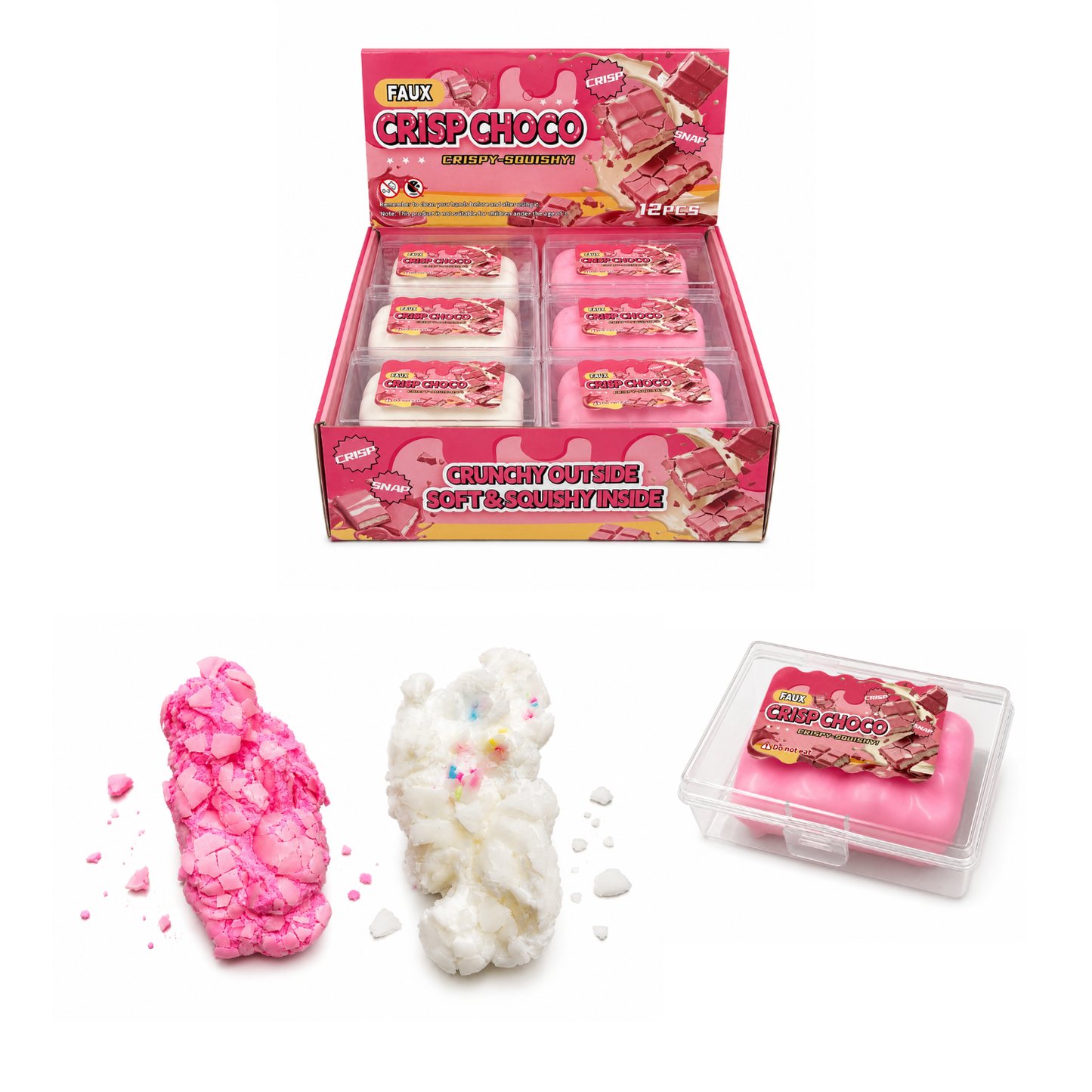 Faux Crisp Choco Squishy – Pink &amp; White Assorted MSCC2