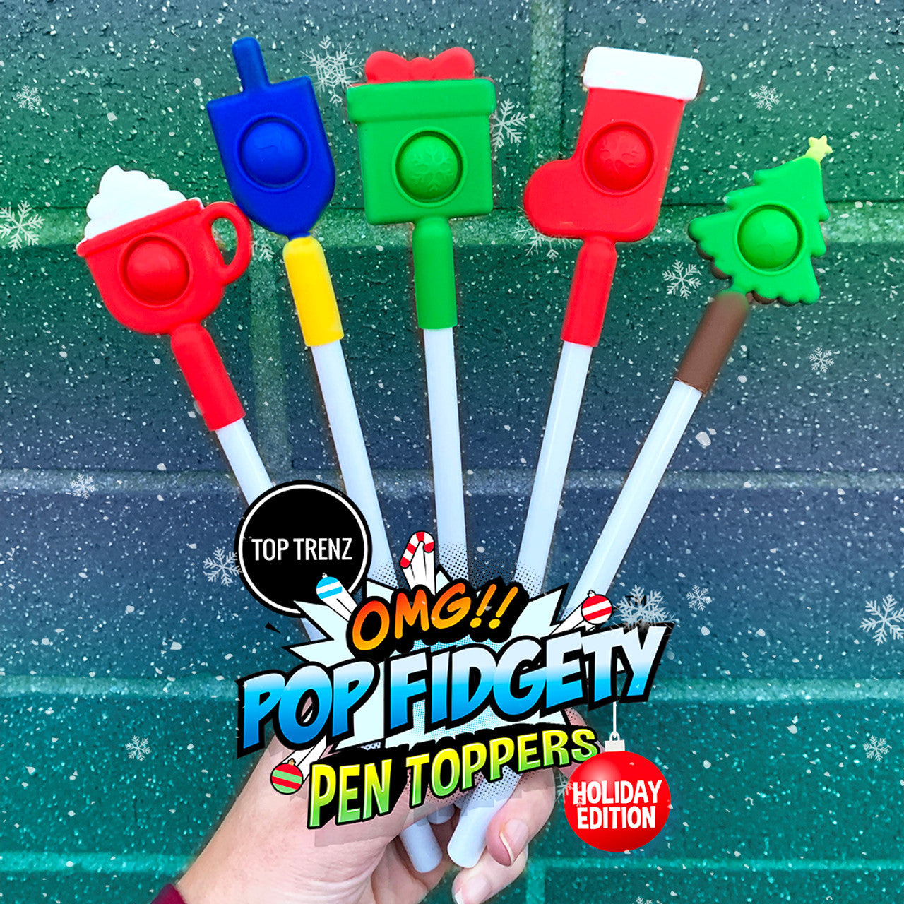 OMG Pop Fidgety Pen Toppers- Christmas Edition