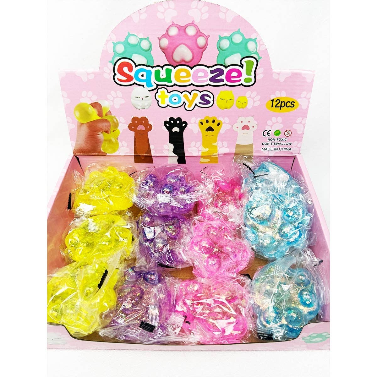 Large Sugary Glittered Paw Squishy Toy: MIX COLOR / ONE(12)